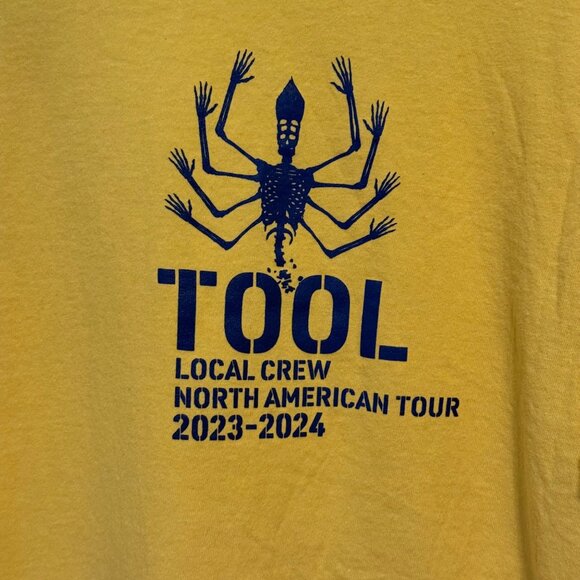 Tool Band Local Crew 2023-2024 Tour Shirt Men's Size XL Yellow - Picture 2 of 6